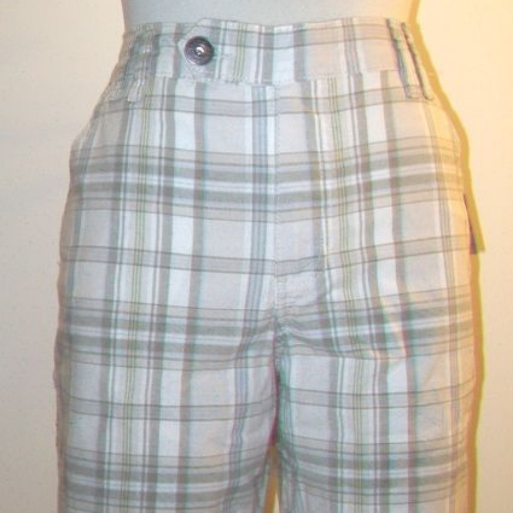 Preppy Grey Plaid Bermuda Shorts, NWOT